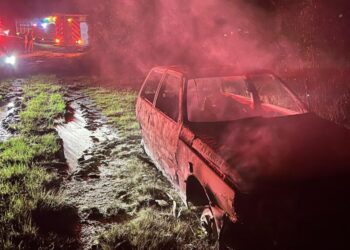 Bombeiros atendem incêndio em veículo na BR-116