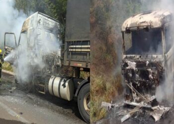 Carretas pegam fogo em rodovias do Oeste de SC