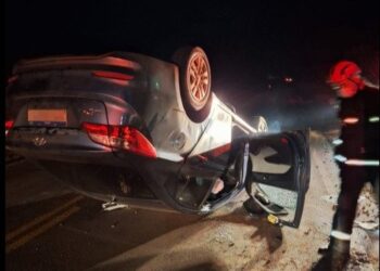 Capotamento de veículo deixa duas pessoas feridas em Ipuaçu