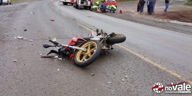 Motociclista fica ferido em acidente na SC-355 em Lebon Régis
