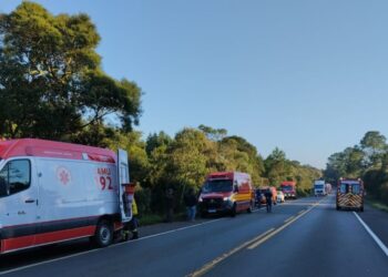 Saída de pista seguida de capotamento deixa um morto e quatro feridos na BR-470