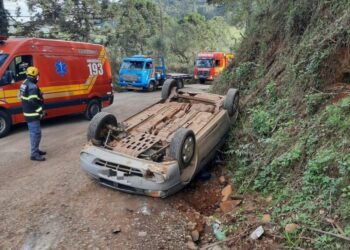 Bombeiros atendem ocorrência de capotamento no interior de Rio das Antas