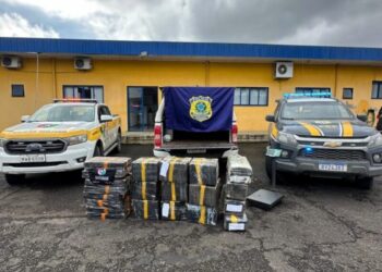 Caminhonete roubada é apreendida com quase meia tonelada de maconha