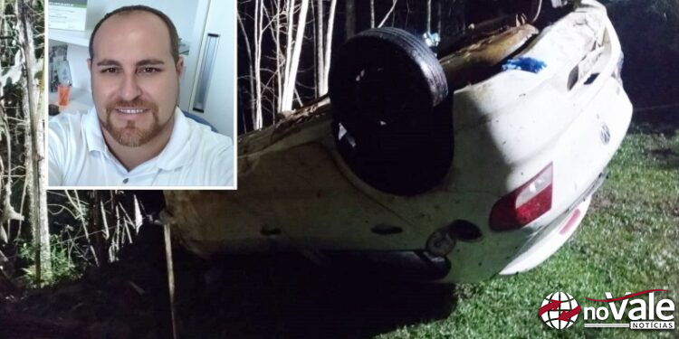 Secretário de Obras de Luzerna morre após carro capotar em barranco