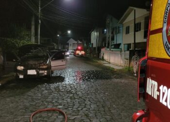 Bombeiros atendem incêndio em veículo em Videira