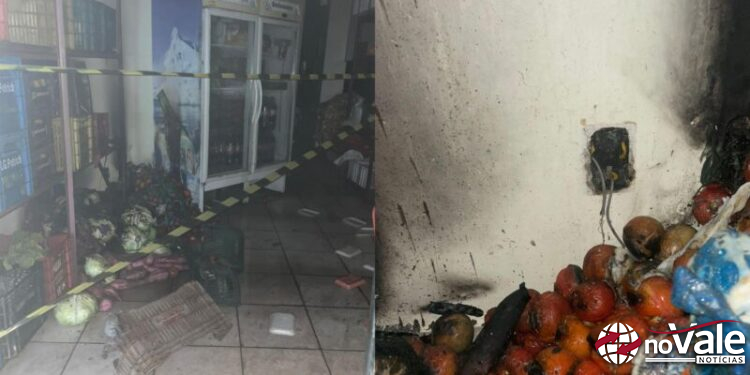 Incêndio atinge supermercado no centro de Luzerna