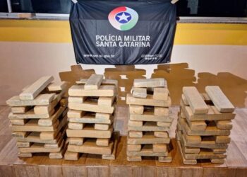 Mãe e filho são presos com 65 kg de maconha na SC-155