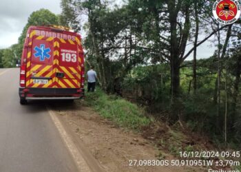 Motorista cochila ao volante e saí da pista na SC-452