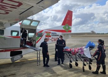 Serviço aeromédico de Joaçaba transfere paciente do Rio Grande do Norte
