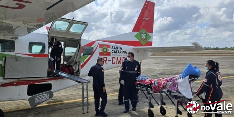 Serviço aeromédico de Joaçaba transfere paciente do Rio Grande do Norte