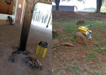 Vândalos danificam lixeiras e tentam incendiar Centro Multiuso na Área de Lazer em Capinzal