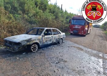 Incêndio destrói veículo no interior de Tangará