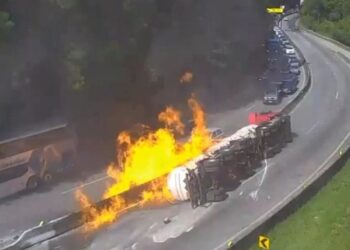 Carreta carregada com etanol explode e causa incêndio em mais de 20 veículos na BR-101