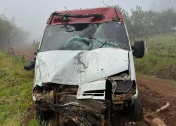 Ambulância fake, carregada de contrabando, foge da PMRV e se choca contra árvore em Celso Ramos