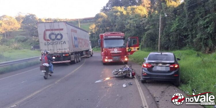 Motociclista fica ferido em colisão frontal na SC-135, em Tangará