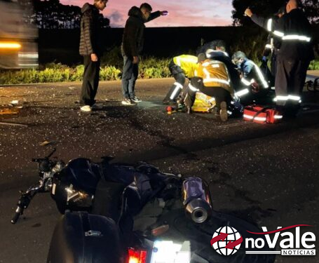 Motociclista fica gravemente ferido em acidente na SC-355 em Videira