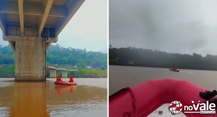 Bombeiros retomam buscas na ponte da BR-153, entre SC e RS