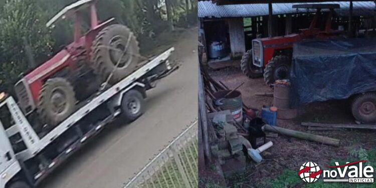 Trator furtado em Lacerdópolis é recuperado em Campos Novos dois dias após o crime