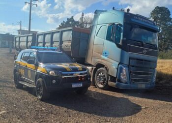 PRF encontra arma e rebite em caminhão com excesso de peso