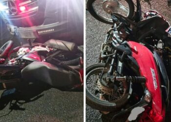 Durante atendimento em Lages, viatura dos bombeiros é atingida por moto