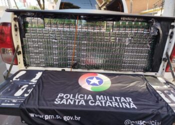 Ação policial apreende mais de 27 mil maços de cigarro em caminhonete no Oeste