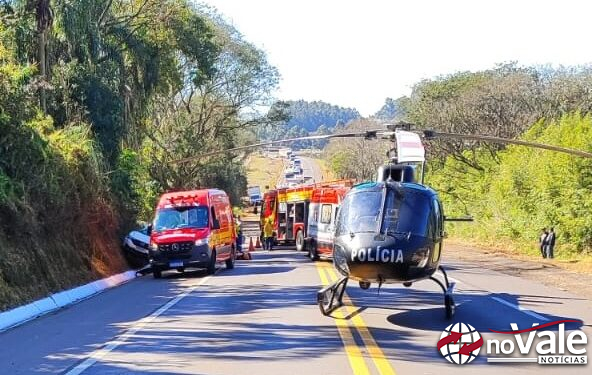 Acidente entre carro e caminhão movimenta Bombeiros, SAMU e SAER/Fron na BR 282