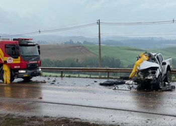 Colisão entre caminhonete e caminhão deixa um morto na BR 282 em SC