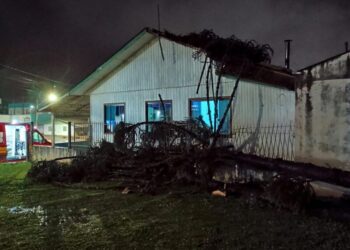 Temporal com granizo causa destelhamentos e queda de árvore em Monte Carlo