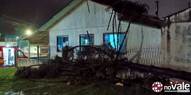 Temporal com granizo causa destelhamentos e queda de árvore em Monte Carlo