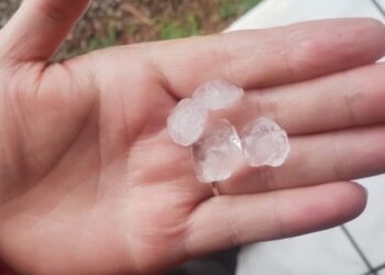 Chuva de granizo atinge o município de Zortéa nesta segunda-feira