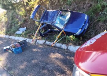 Mulher fica ferida após saída de pista na SC-355 em Fraiburgo