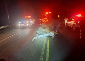 Atualizada: Capotamento de veículo deixou três feridos na SC-150, em Lacerdópolis