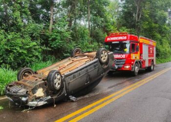 Idoso fica ferido após capotamento na SC-390 em Peritiba