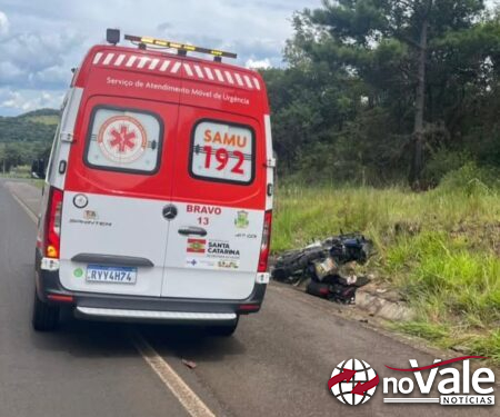 Motociclista morre após queda na BR-282, em Vargem