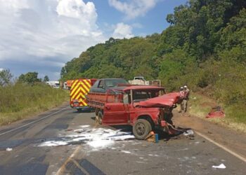 Colisão grave entre caminhão no novo traçado do Contorno Norte em Concórdia