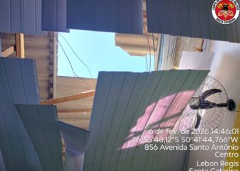 Queda de telhado deixa dois homens feridos em Lebon Régis