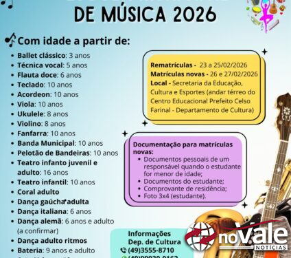 Capinzal anuncia cerca de 30 oficinas culturais e musicais para 2026, com novidade da dança alemã