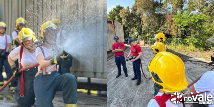Alunos do Curso de Bombeiros Comunitários de Capinzal participam de treinamento prático com fogo real