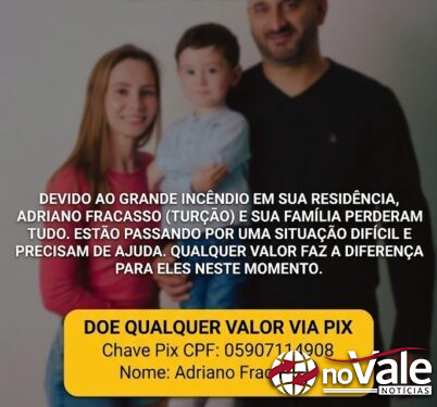 Após incêndio destruir residência em Piratuba, família mobiliza campanha solidária