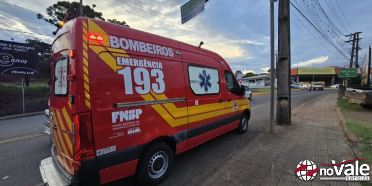 Motociclista é socorrido pelos Bombeiros após sofrer acidente em Capinzal