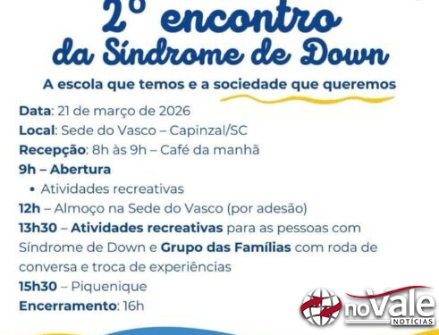 Capinzal promove 2º Encontro da Síndrome de Down com foco em inclusão e acolhimento neste sábado