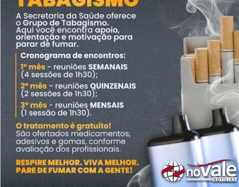 Saúde de Capinzal abre inscrições para Grupo de Tabagismo com tratamento gratuito e início em junho