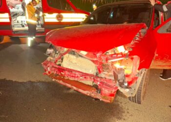 Criança é levada ao hospital após acidente entre dois veículos na SC-150 em Capinzal